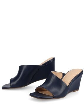 Journee Collection CLEMENTINE WEDGE SANDALS Navy Blue Size 8.5